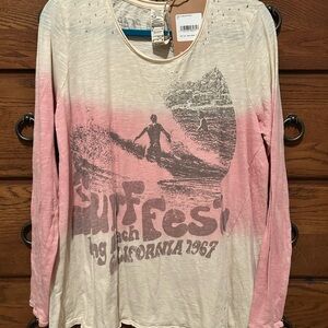 Magnolia Pearl Pink and Cream Surf Graphic Top 1131 NWT!